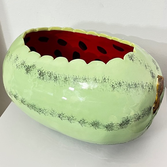 Large Ceramic Realistic Watermelon Serving Decorative Bowl 14" - Picture 4 of 6